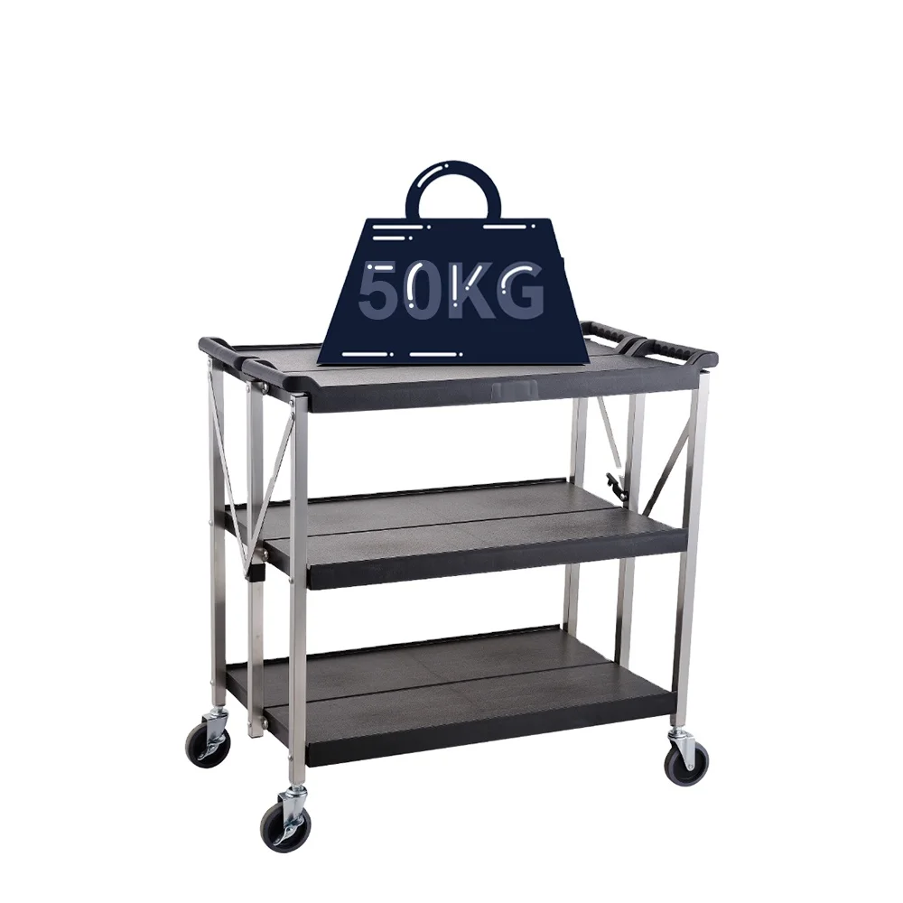 Heavybao Multifunction restaurant bar kitchen plastic 3 shelves beverage food transport bus utility service trolley cart