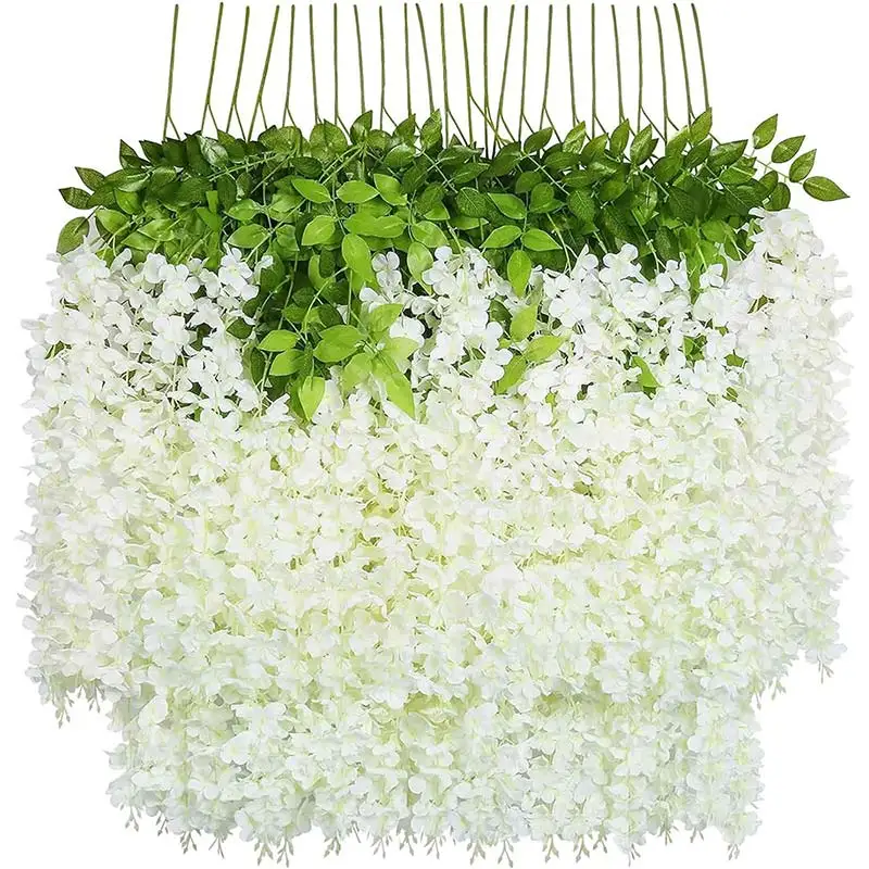 Wisteria Hanging Flowers Fake Flower Garland Artificial Wisteria Vines Rattan Silk Flower String Wedding Party Wall Decorations