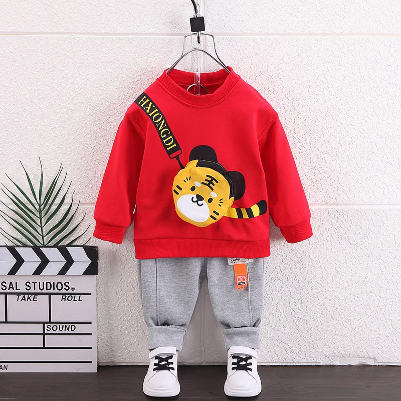 Autumn tiger 2 pieces sports set luxury drip clothing for boys