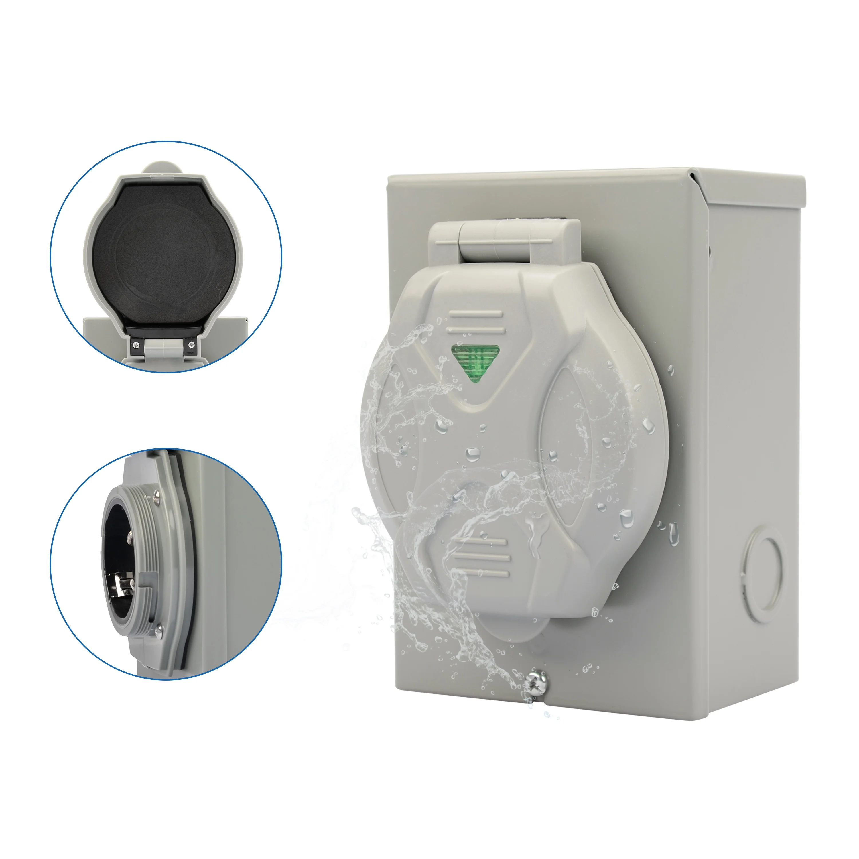 J 50 Amp SS2-50P Generator Power Inlet Box, NEMA 3R Power Inlet Box, Generator Plug for Outdoor Receptacle