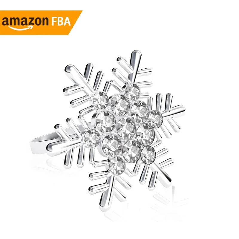 2024 Kitchen Tabletop Decoration Accessories Metal Snowflake Christmas Napkin Rings Table Napkins Decor