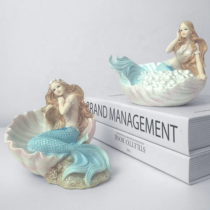 ODM kawaii Mermaid Crafts resin statue polyresin mermaid decoration in home office table  folk craft