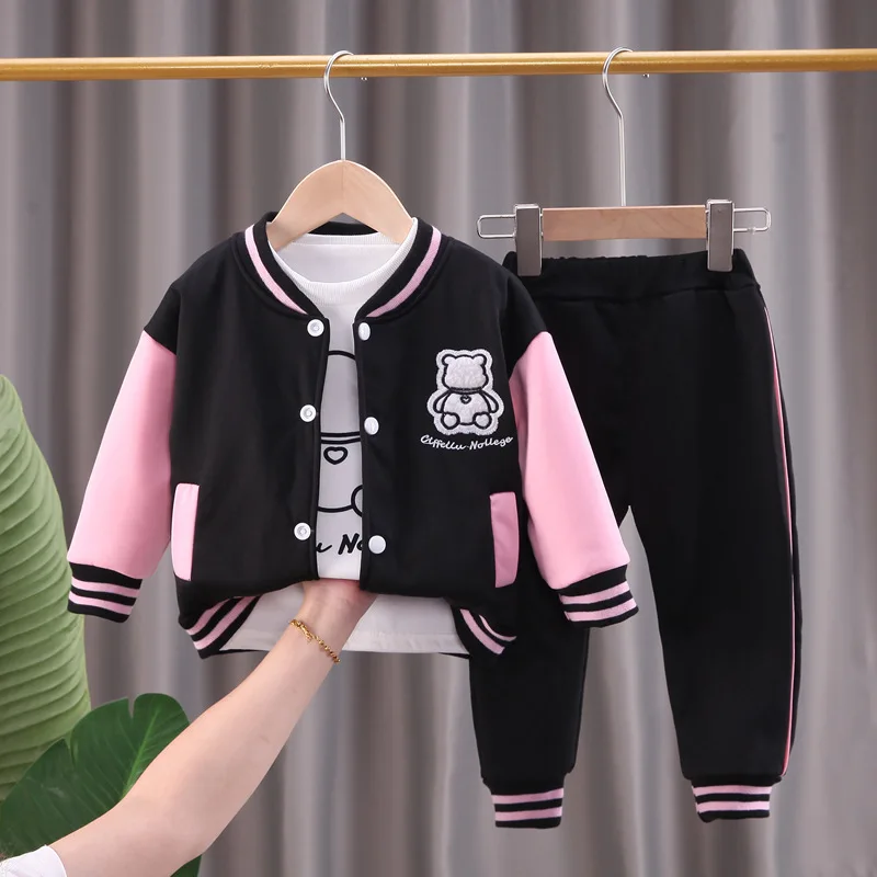 Hot selling 3 pieces sports set boys fashion fall clothes cartoon