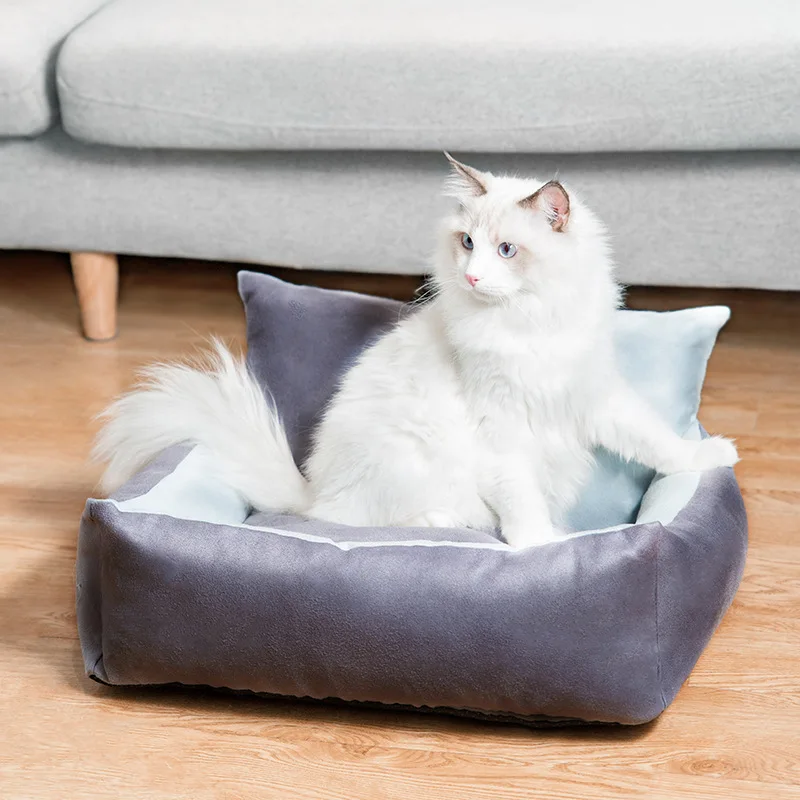 Fashion Detachable Washable Dog Beds Soft Comfortable Pet Calming Bed Sofa Cushion Mat