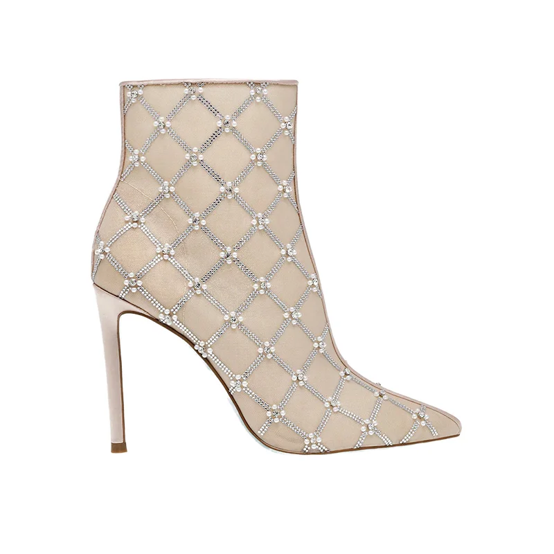 Женские Зимние полусапожки с острым носком на высоком каблуке-шпильке