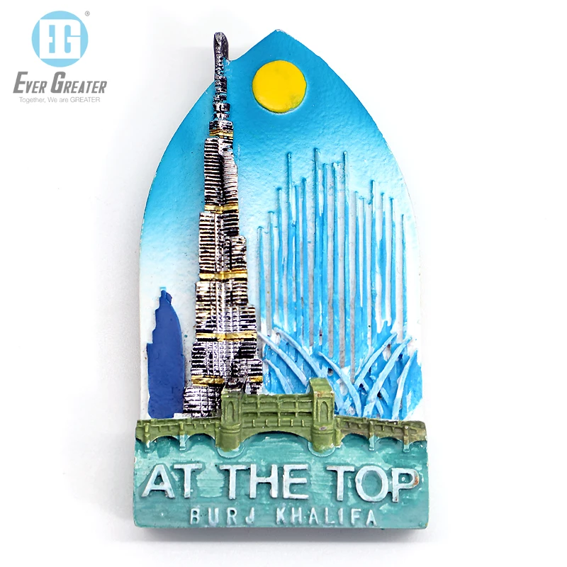 Customized Personalised Resin  Dubai 2D 3D City Fridge Magnet For  Tourism Souvenirs