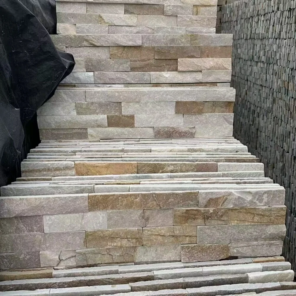 White Quartzite  Mushroom Tile  Ledgestone Stone For Exterior Wall Panels Cladding