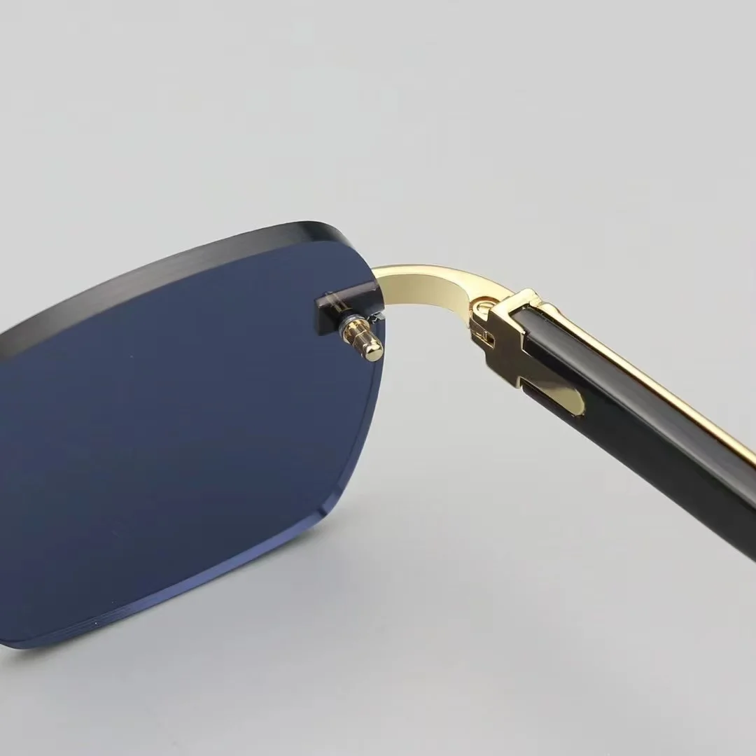 Buffalo horn sunglasses High quality black white ox frame rimless black Buffalo horn sunglasses frameless optical sun glasses