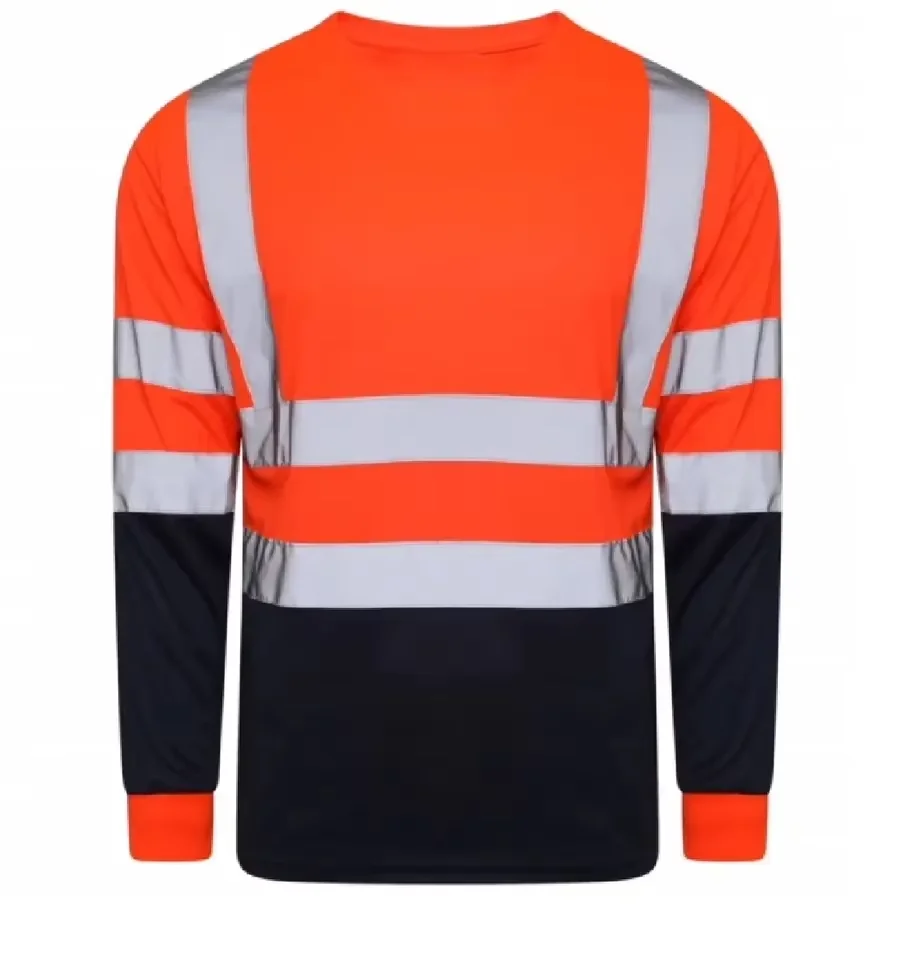 HBC Custom Long Sleeve Reflective Work Shirts for Construction Repair Auto Plant Factory Mining Safety Hi Vis Work Clothing