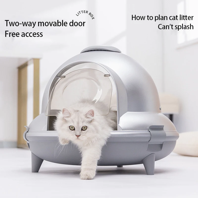 Pet cleanup travel space capsule toilet sandbox large smart cat toilet cat litter box with drawer fully enclosed pet toilet