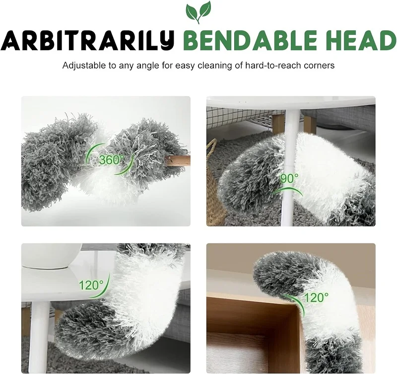 Microfiber Feather Dusters With Replaceable Bendable Head Cleaner Duster Tool For Ceiling Fan Home Kitchen Gadgets