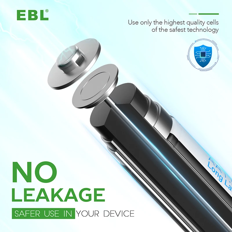 Anti-leakage Double A EBL Lithium iron Dry 3000mAh 1.5V Battery Pack AA Batteries