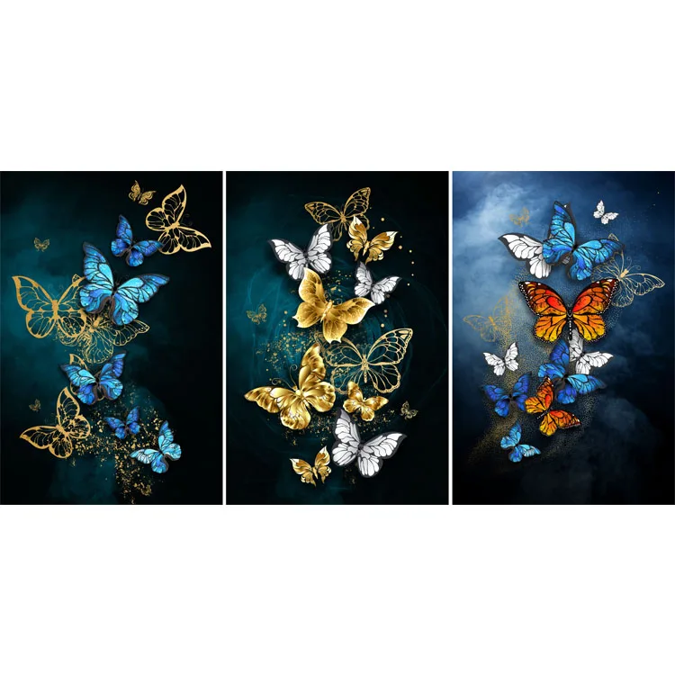 Красивая живопись бабочки на заказ, Современный домашний декор, 3 шт., Хрустальная бабочка, фарфоровая живопись