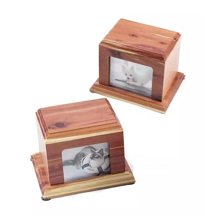 Деревянные урны, шкатулки для домашних животных, деревянная памятная коробка для кремации с фоторамкой для домашних животных, оптом