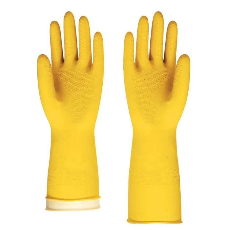Cheap household cleaning latex dishwashing gloves kitchen rubber gloves