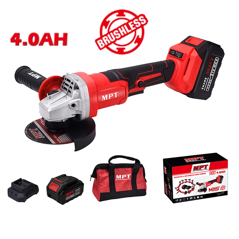MPT Cordless Angle Grinder 21V Brushless 100mm Cordless Angle Grinder M10 Total Angle Grinder