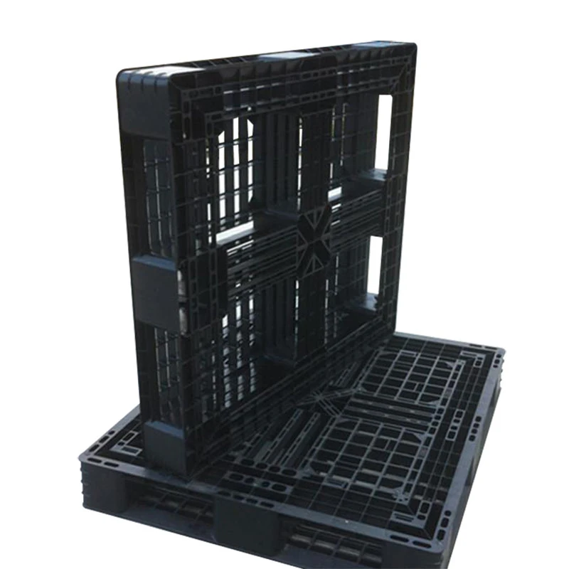 1100*1100mm economic vented lightweight single side recycled hdpe disposable packaging plastic pallet with 6 runners