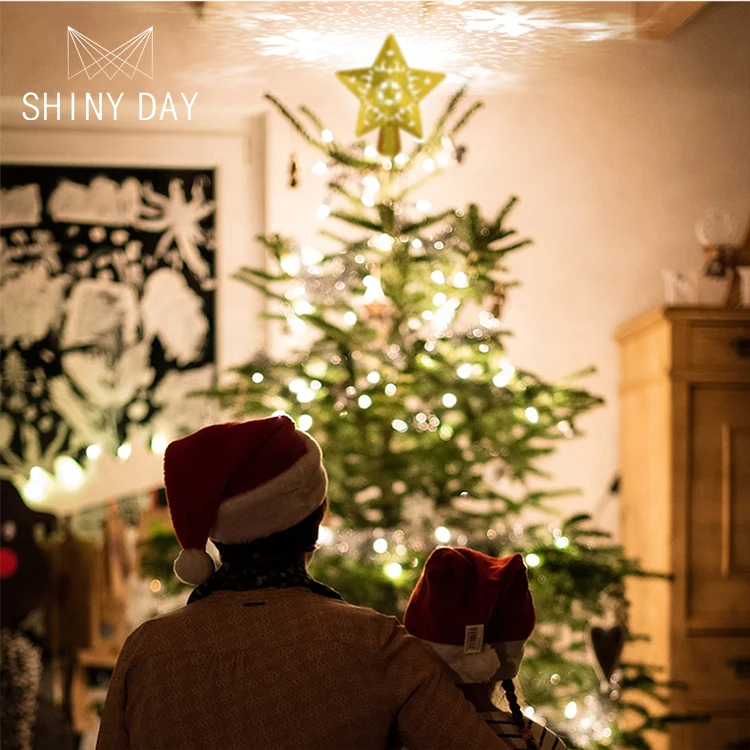 Wholesale 3D Whirling Christmas Tree Decoration Light Gold Blue Silver Star LED Projection Lamp