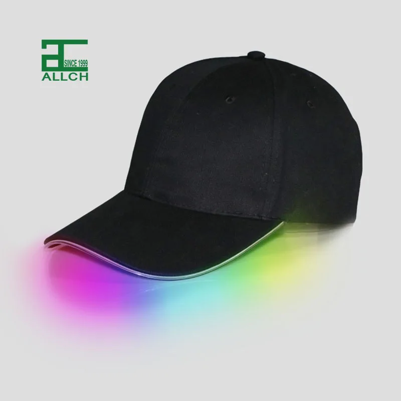 ALLCH New Hot Cotton Fashion Custom Logo RGB LED Holiday Baseball Cap Hat with Lights for Sports Promotional Party Club Luminous