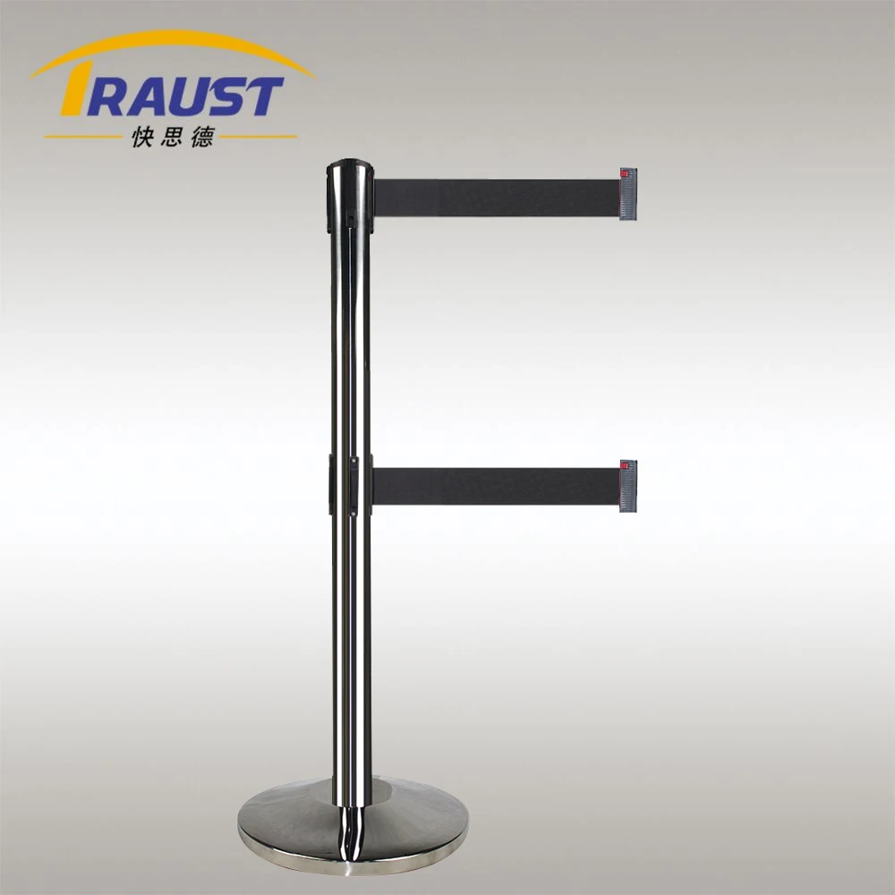 Traust airport stainless steel crowd control concrete public guidance system queue pole retractable belt barrier post stanchions