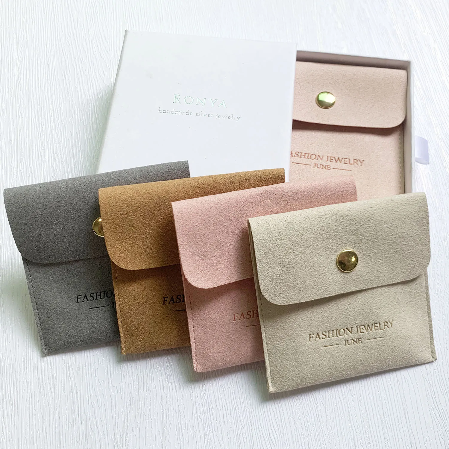 Custom logo small microfiber suede necklace pendant earring portable organizer envelope pouch jewelry storage bag