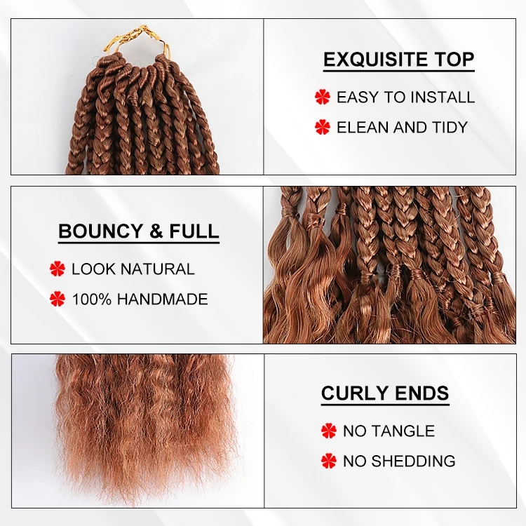 Julianna New Arrivals Synthetic Wholesale Kanekalon Fiber Crochet Braiding Hair Curly Goddess Box Braid Wet Wavy Wave