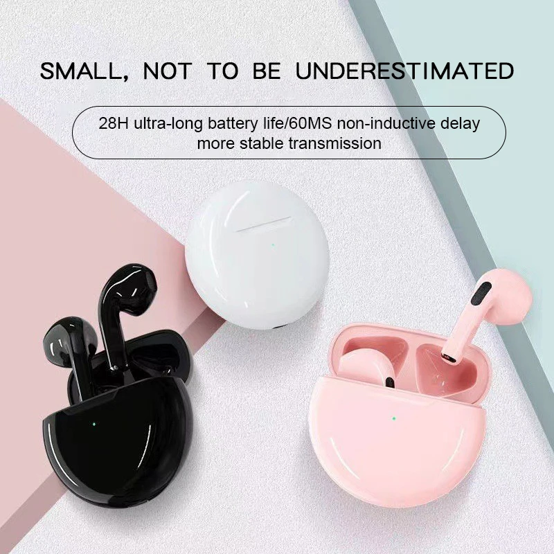 Pro6 Tws Wireless 5.0 Earbuds Sports Headphones For All Mobile Phone Earphone Noise Canceling Free Sample Factory