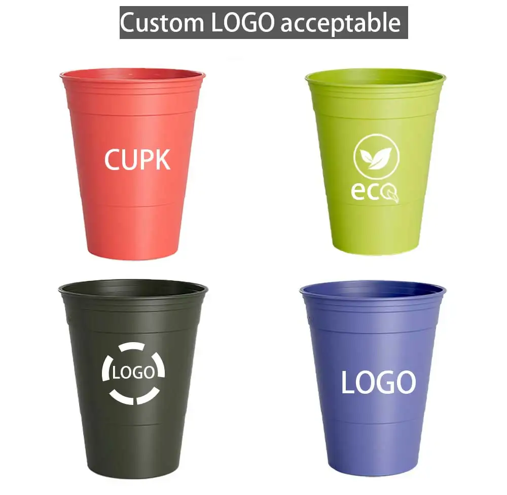 Factory  OEM and ODM 16oz custom color and logo sports stadium cups fun games party festival reusable plastic beer pong Cups