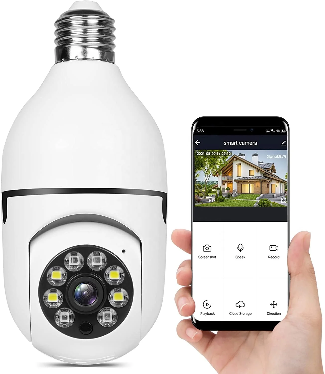 Light Bulb Camera Security Camera for Home Surveillance Spotlight E27 360 Degree Panoramic Wireless 1080P Security Home IP