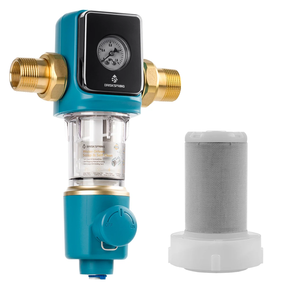 Water Sediment Filter  40/300 Microns Water Driven Flush  Well Water Filtration System