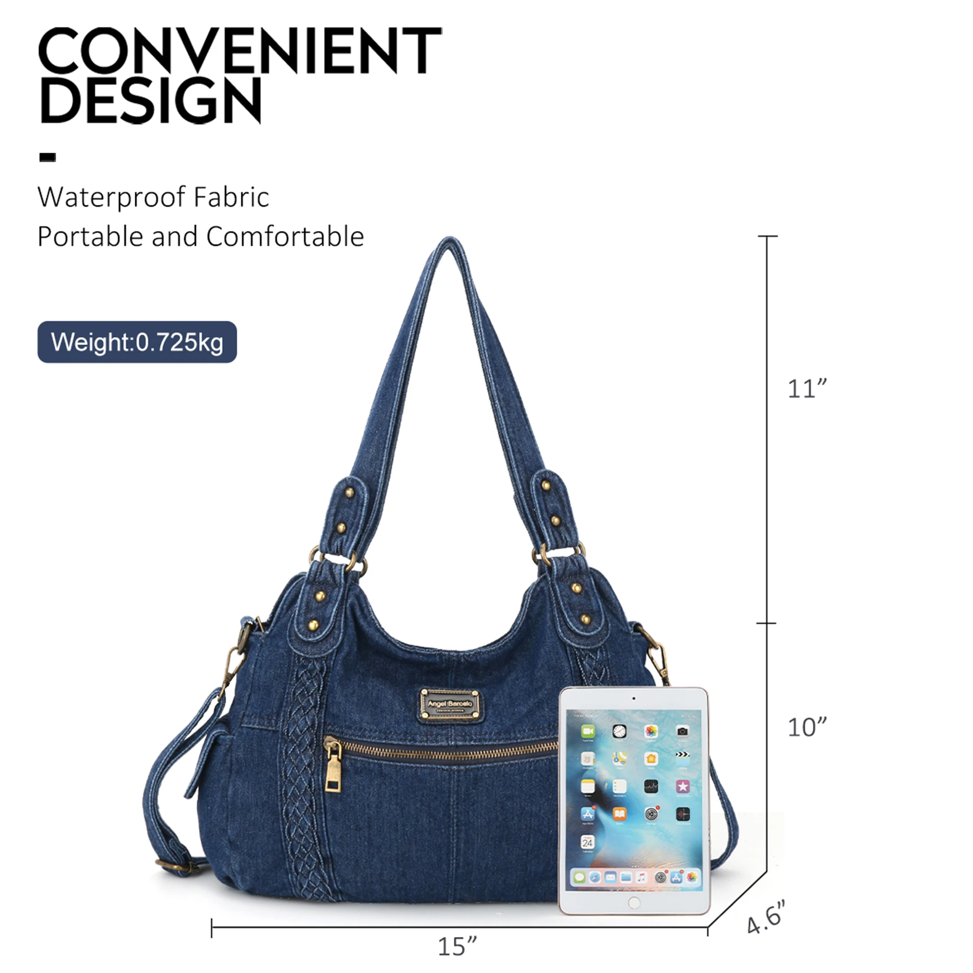Angel kiss custom brands female big shoulder bag blue canvas tote bags jeans luxury handbags for women 2022