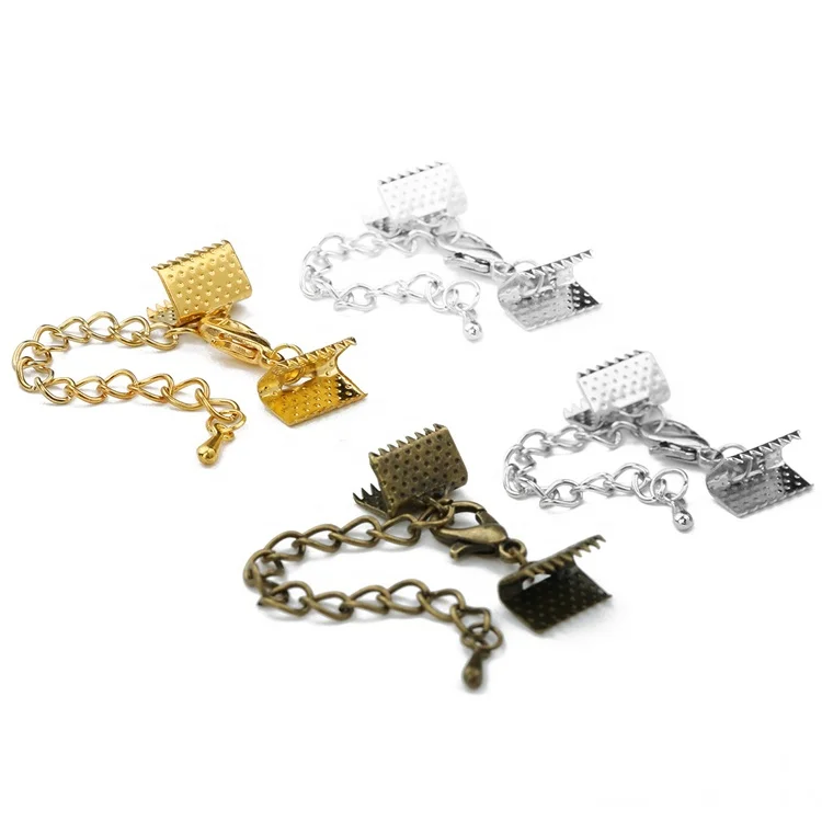 10 Pcs Custom Copper Lobster Lock Clasp And Chain Extender Pinch Crimp Accessories Leather Bracelets Clasp For DIY