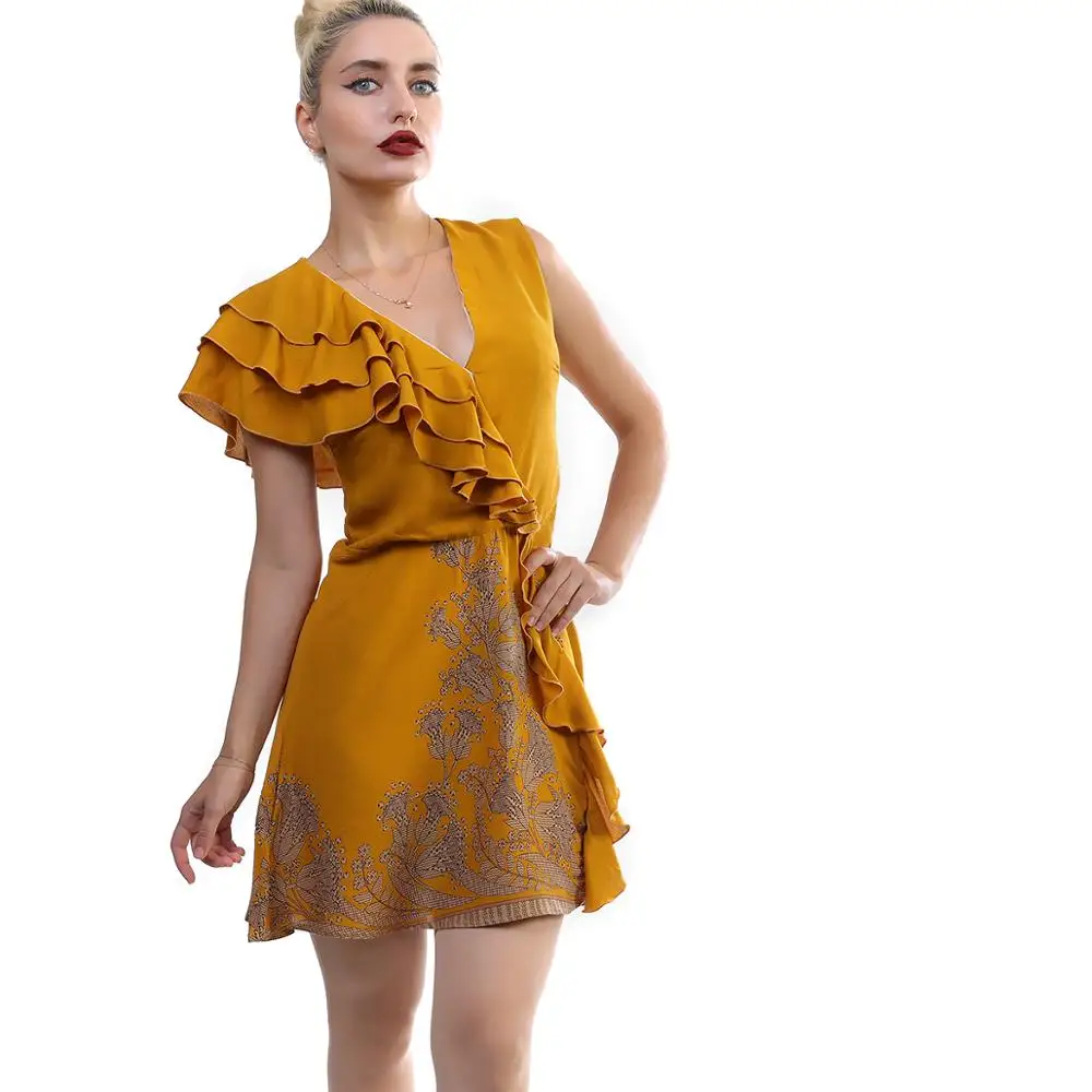 Mustard Drape Dresses Women