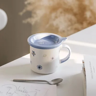 amazon top seller Lovely coffee and milk breakfast mug ceramic water mug with lid
