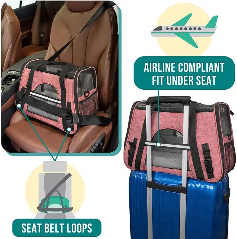 Premium Airline Approved Soft-Sided Pet Travel Carrier | Ventilated, Comfortable Design with Safety Features | Ideal for Small