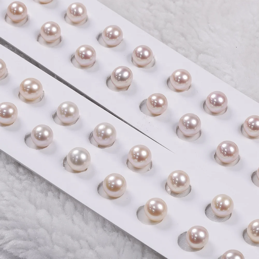 Wholesale 7-7.5mm perfect round AAAAA grade  Matched pearls pair freshwater pearls DIY jewelry beads no holes