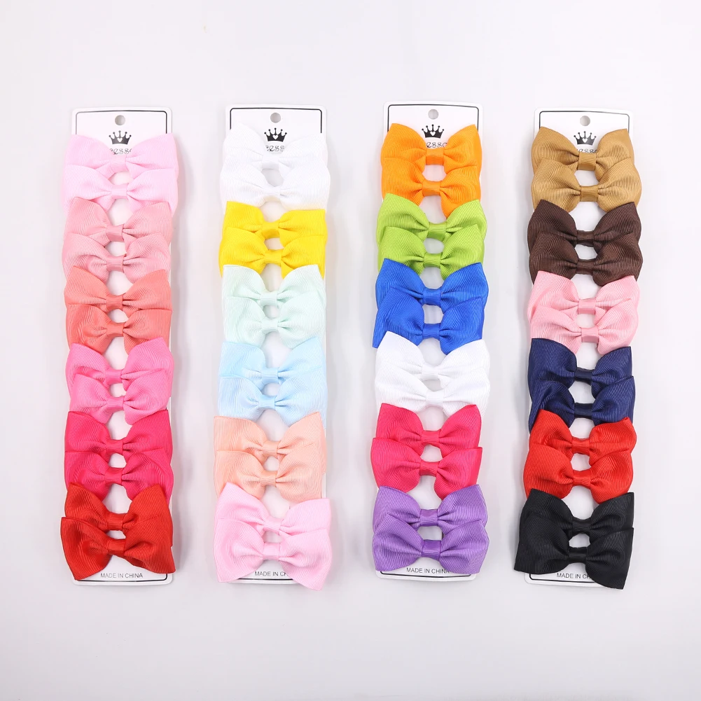 Clearance Bowknot Korean Mini Candy Macaron Color Lovely Sweet Style Fabric Hairpins Baby Girls Hair Clip Set
