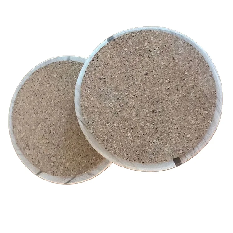 Cork Felt Backing Round Stone Cup Coaster Set