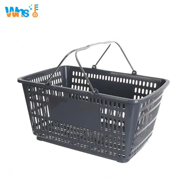 Wholesale cheap rolling eco-friendly PP plastic shopping basket for grocery with 2 handles