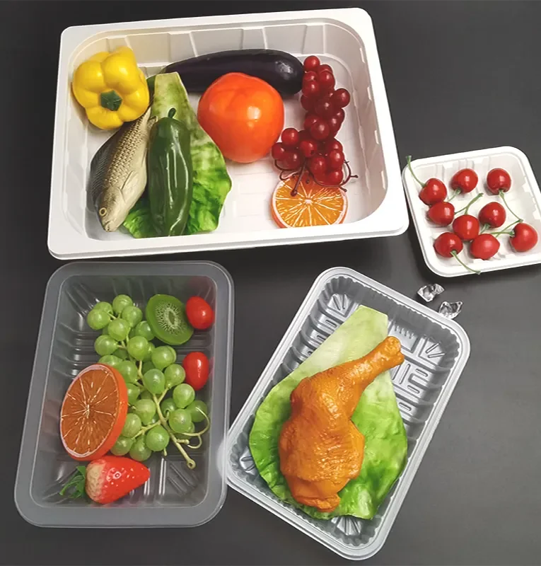 XIEFA Rectangular blister PET plastic transparent fruit and vegetable salad food container tray