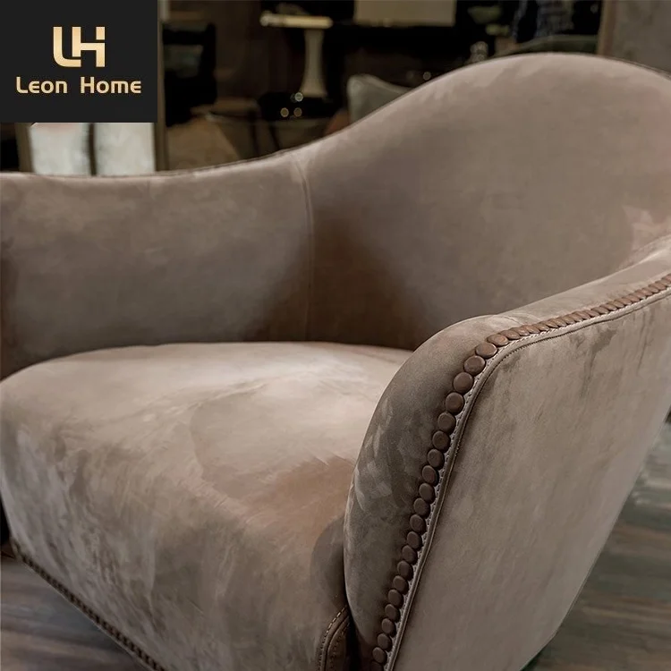 Italian design lobby customized furniture armchair luxury single leather leisure chair