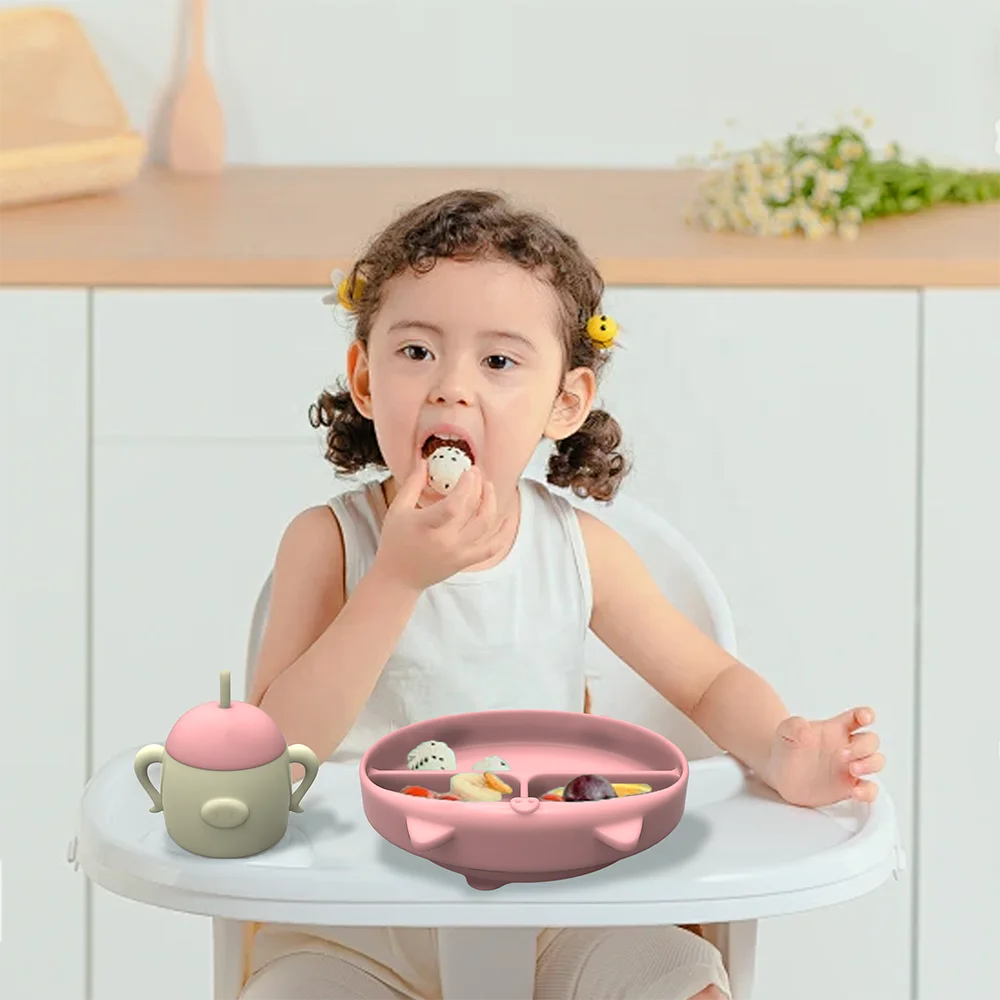 MHC оптовая продажа товары для кормления детей Силиконовый Набор миска крышка ложка