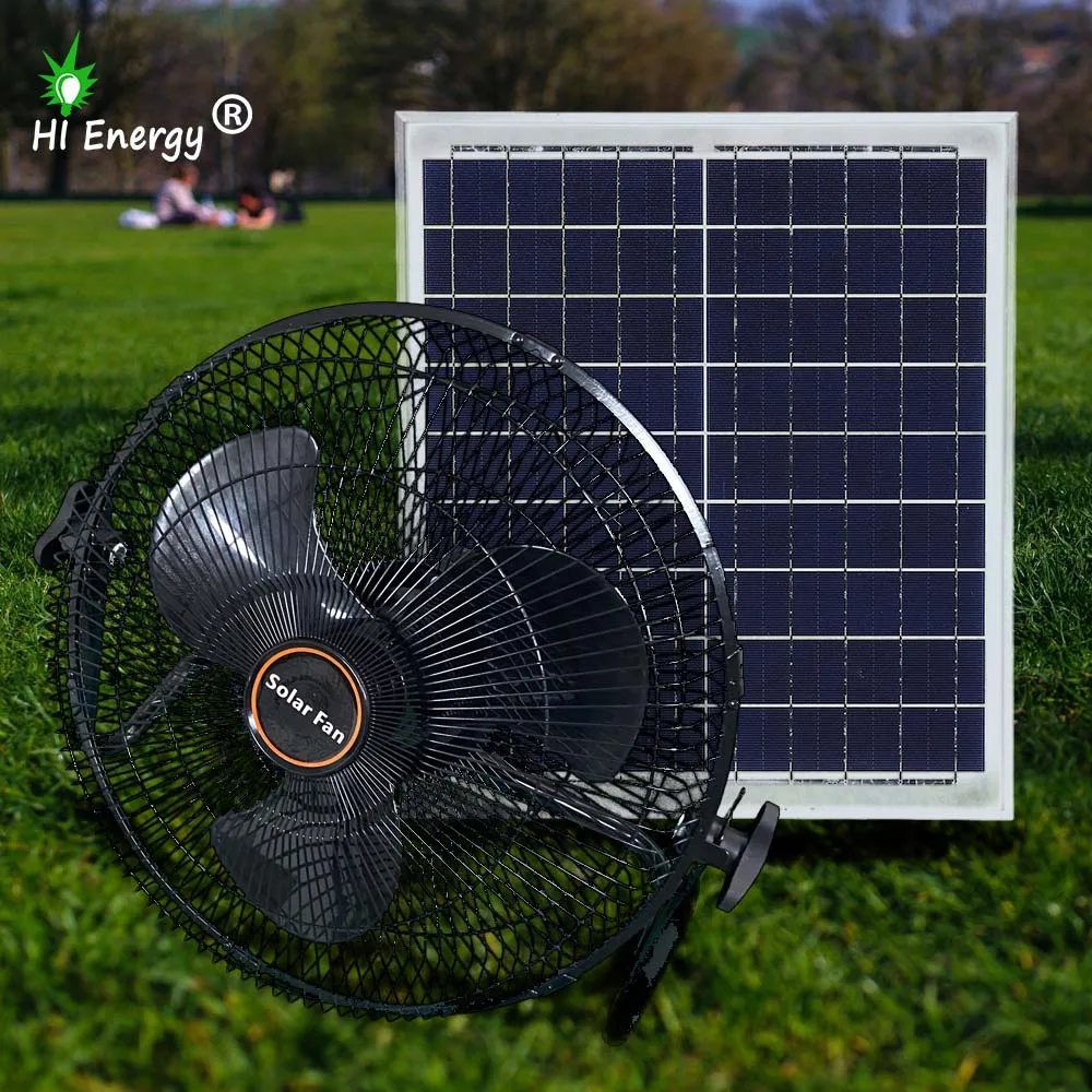 Hi energy Wholesale Solar Table Fan 12inch For Home Energy Saving Solar Fan With Solar Panel