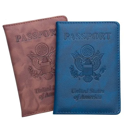 Wholesale custom logo USA embossed High-end   leather travel  passport cover