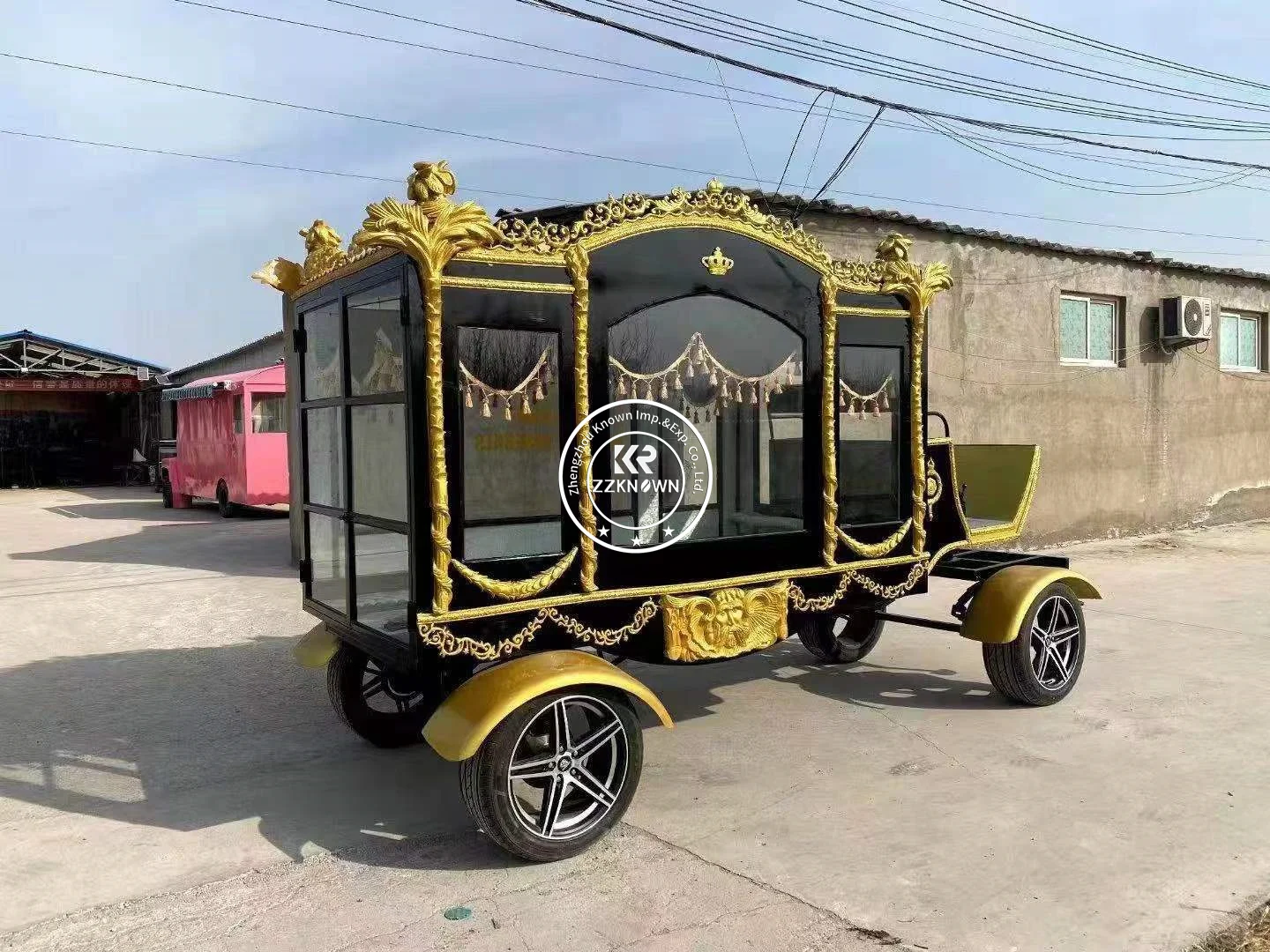 Solemn Four Wheels Funeral Royal Horse Carriage Car Drawn Funeral Carriage