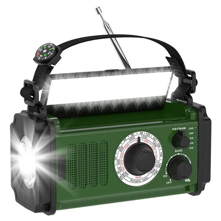 AM/FM Radio with SOS Alarm 10000mAh Crank Flashlight Hand Emergency Self-Powered Charged Surviv Kit
