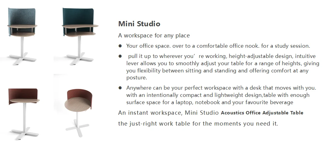 Suppliers Mini Studio Acoustics Office Computer Desk Wood Movable Metal Leg Adjustable Height Work Stand Lift Table
