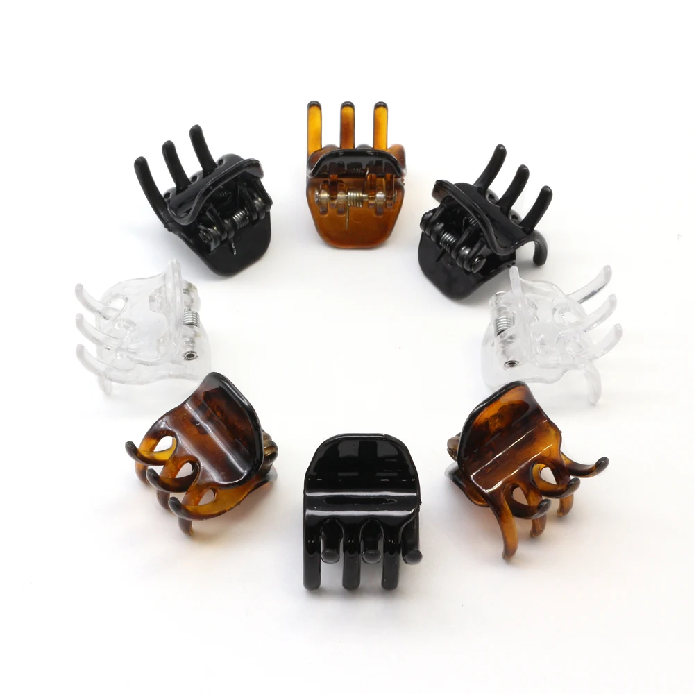 
Lirong (4Pcs Black+4 Pcs Tortoise+4Pcs Clear) Small Mini Hair Claw Clips Plastic 1.8Cm Hair Accessories (Black+Tortoise+Clear) 
