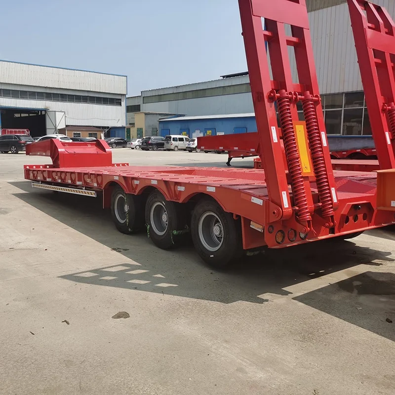 Factory directly sales trailer second hand brand new 50 tons 3 axles low flat semi trailer  for sale