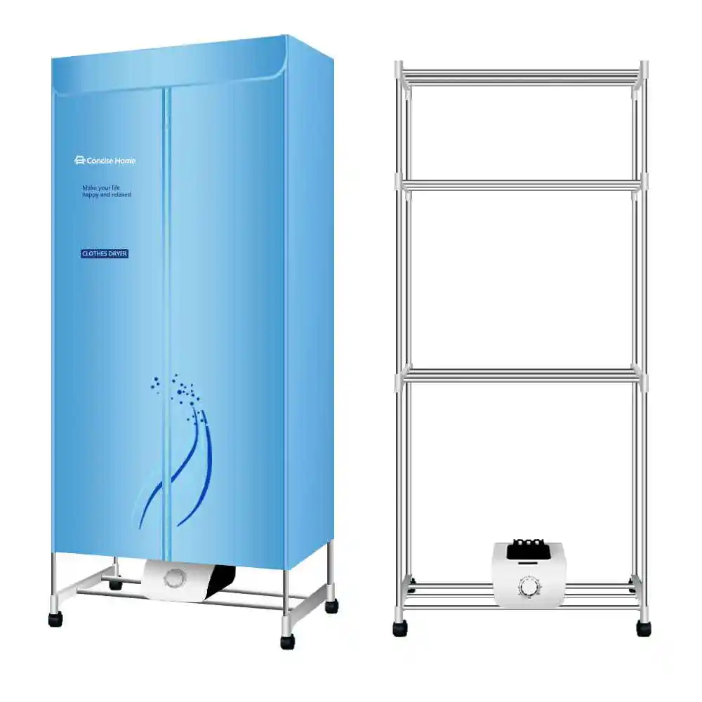 Электрическая сушилка для белья стойка вешалка три слоя из нержавеющей стали в сдержанном стиле дома 1000 Вт большой емкости 15 кг синий 1 шт сухой одежда для верховой езды